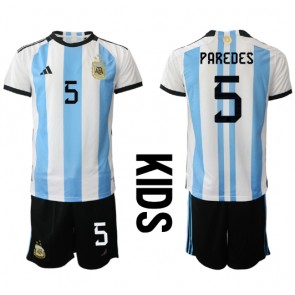 Argentyna Leandro Paredes #5 Koszulka Podstawowych Dziecięca MŚ 2022 Krótki Rękaw (+ Krótkie spodenki)